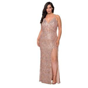 LA FEMME NEW CURVE PLUS SIZE 29013bin Rose Gold Woman’s Size 16W Maxi gown